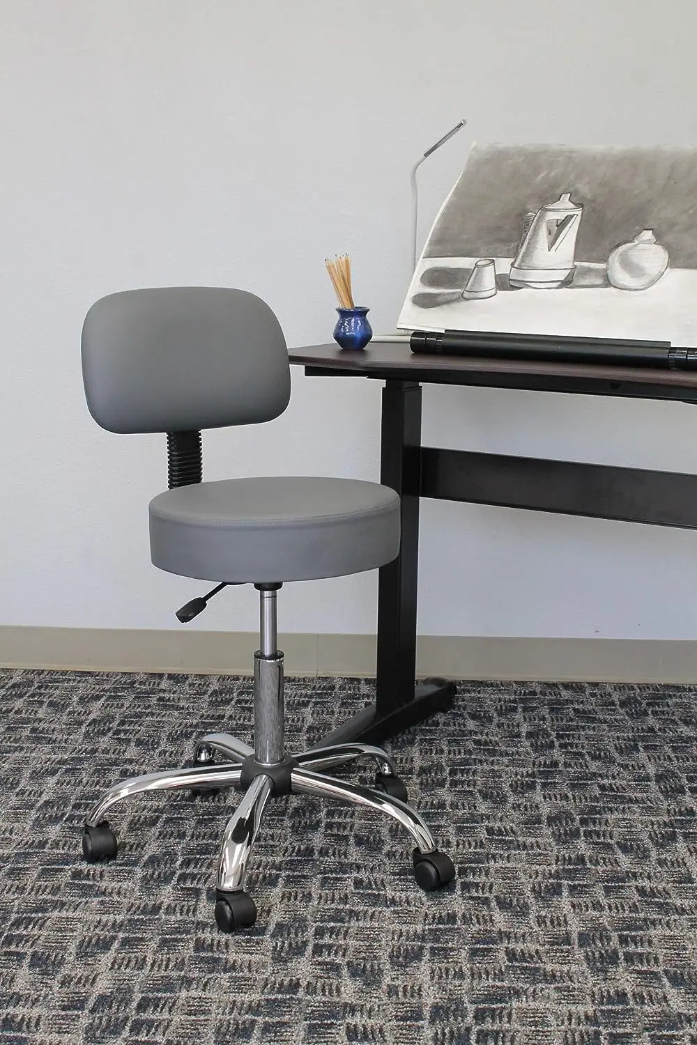 Професионален стол за рисуване Well Medical Spa с облегалка, сив Изображение 5