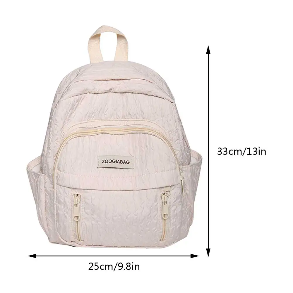 Студентски раници, однотонная найлон училищна чанта, модерен плиссированный раница с много джобове, лесен, устойчив на надраскване раница Изображение 5