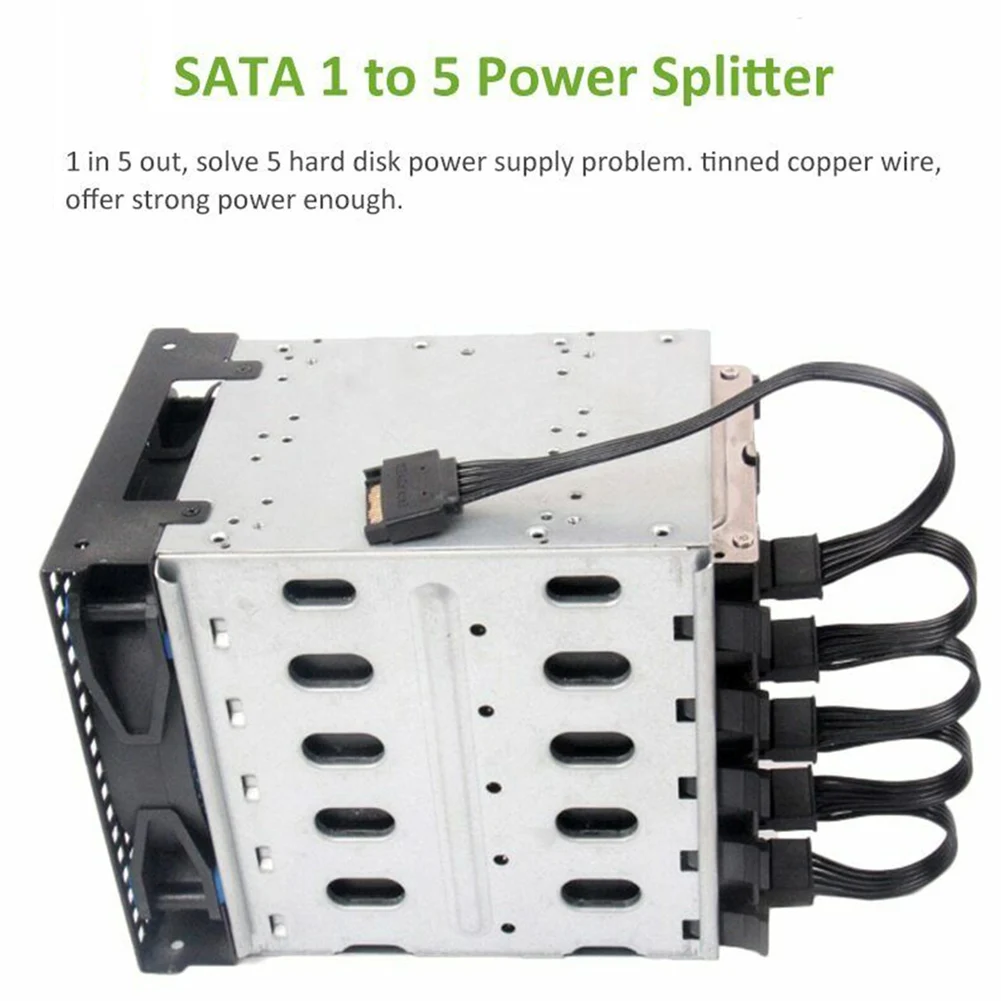 Твърд диск SATA 1-5 SATA захранване Сплитер кабел Кабел 15 Pin SATA Power Изображение 5