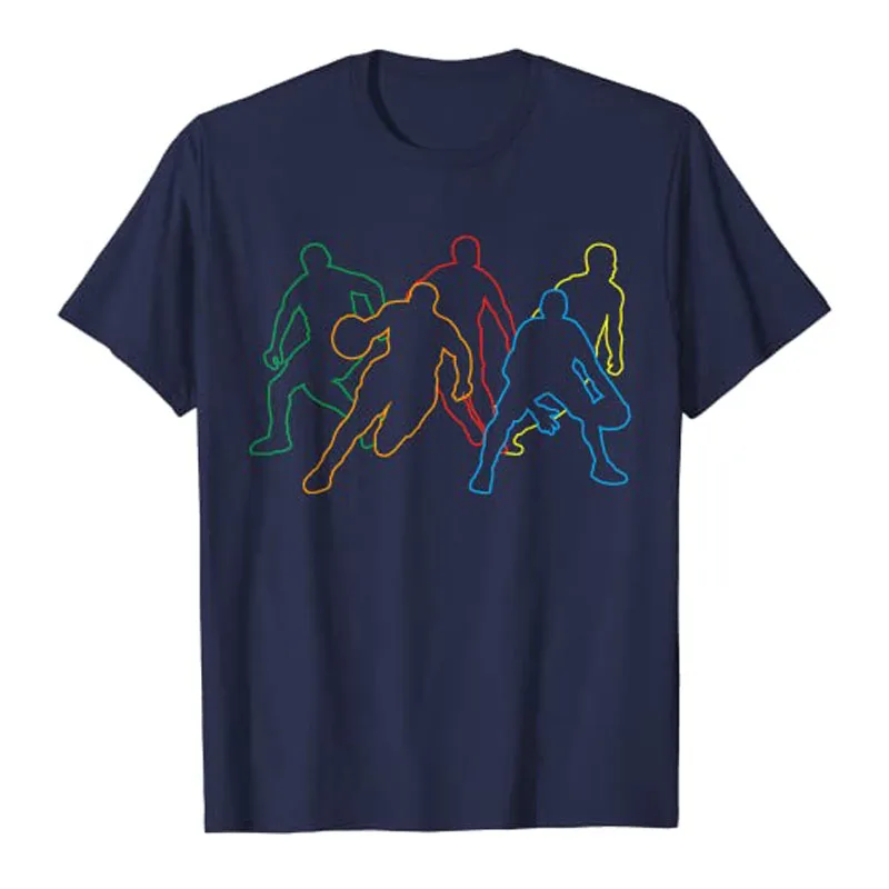 Тениска с силуэтами играчи, любители на бейзбола, тениска с изображение на баскетболния отбор в ретро стил, памук спортен топ с къс ръкав Изображение 5