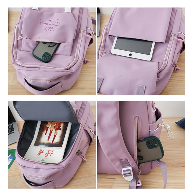 Училищна чанта за тийнейджъри, раница за момичета, женски найлонова раница за почивка в колежа, японски корейски стил Изображение 5
