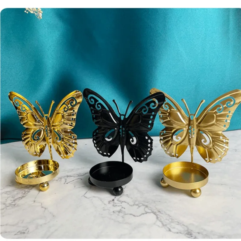 Железни свещници с пеперуда за Романтична украса на сватбена маса, Мини-декор за парти по случай рожден Ден в европейски стил Изображение 1