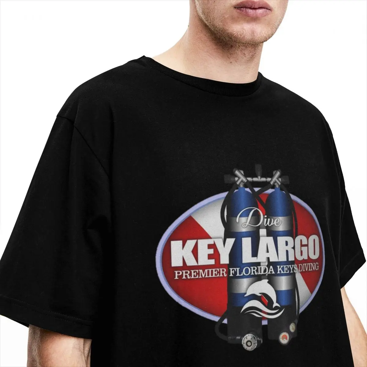 Мъжки Женска риза Dive Key Largo Аксесоари За Гмуркане Памучни дрехи За почивка Тениска с къс ръкав и кръгла яка Плюс Размер Изображение 1