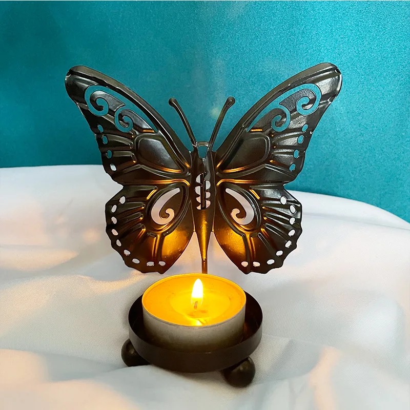 Железни свещници с пеперуда за Романтична украса на сватбена маса, Мини-декор за парти по случай рожден Ден в европейски стил Изображение 2
