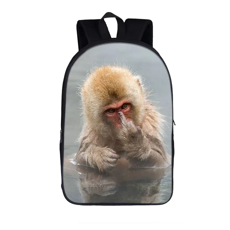 Забавен раница с принтом среден пръст на орангутан/маймуна за подрастващите момчета и момичета, детски училищни чанти, раница за жени, мъжки раница Изображение 2