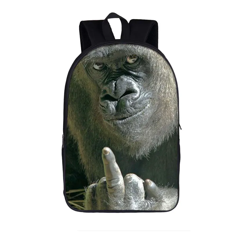 Забавен раница с принтом среден пръст на орангутан/маймуна за подрастващите момчета и момичета, детски училищни чанти, раница за жени, мъжки раница Изображение 3