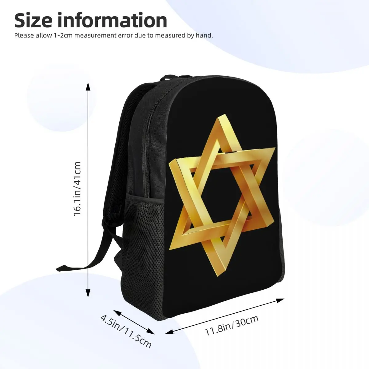 Раници със Звездата на Давид за момичета и момчета, Флаг на Израел, Ученически пътни чанти за колеж, Дамски Мъжки чанти за книги, подходящи за 15-инчов лаптоп Изображение 3