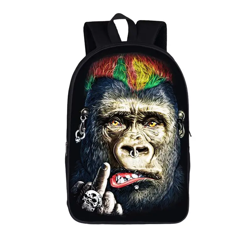 Забавен раница с принтом среден пръст на орангутан/маймуна за подрастващите момчета и момичета, детски училищни чанти, раница за жени, мъжки раница Изображение 4
