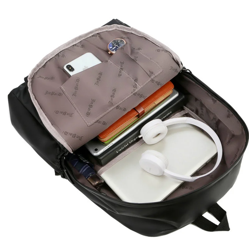 Нова лъскава чанта през рамо, спортна чанта на открито, пътна чанта за сувенири подаръци, бизнес случайни черна раница раница за лаптоп Изображение 4
