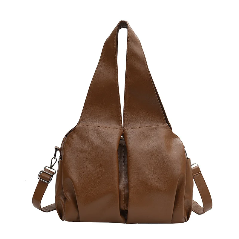 Ретро обикновена чанта-скитник за жени, пролетен тренд 2023, Дизайнерска мода, Проста кожена чанта през рамо, дамски чанти Изображение 5